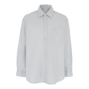 Dunst Men Light Blue Shirt With Classic Collar And Striped Cotton For Men